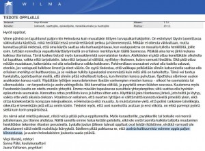 Heinolassa lähetetty Wilma -viesti koululaisten vanhemmille.